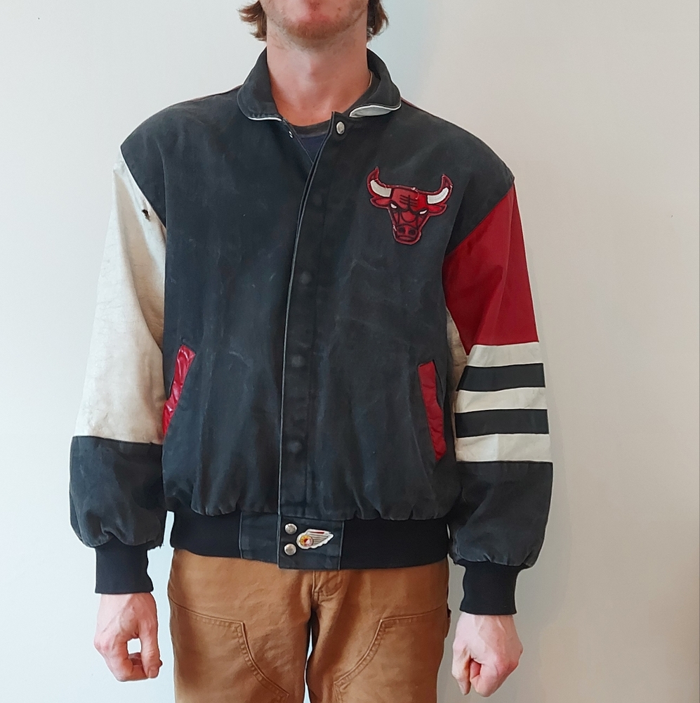 Original Jeff Hamilton Chicago Bulls Jordan jean/leather jacket basketball 90s
